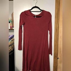 Long Sleeve Red Burgundy dress